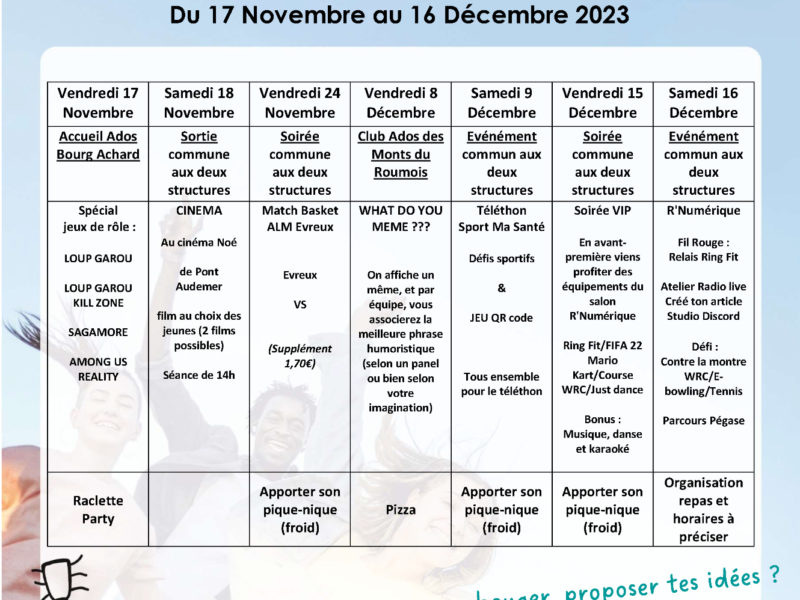 Affiche programme accueil ados